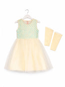 YELLOW BEADS NET FROCK