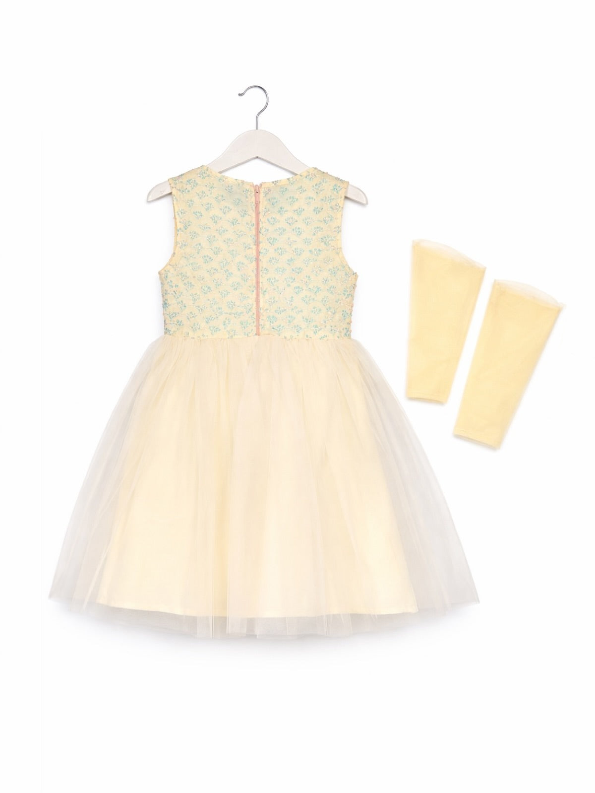 YELLOW BEADS NET FROCK
