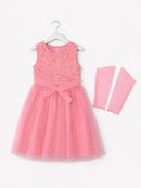 PINK FLORAL NET FROCK