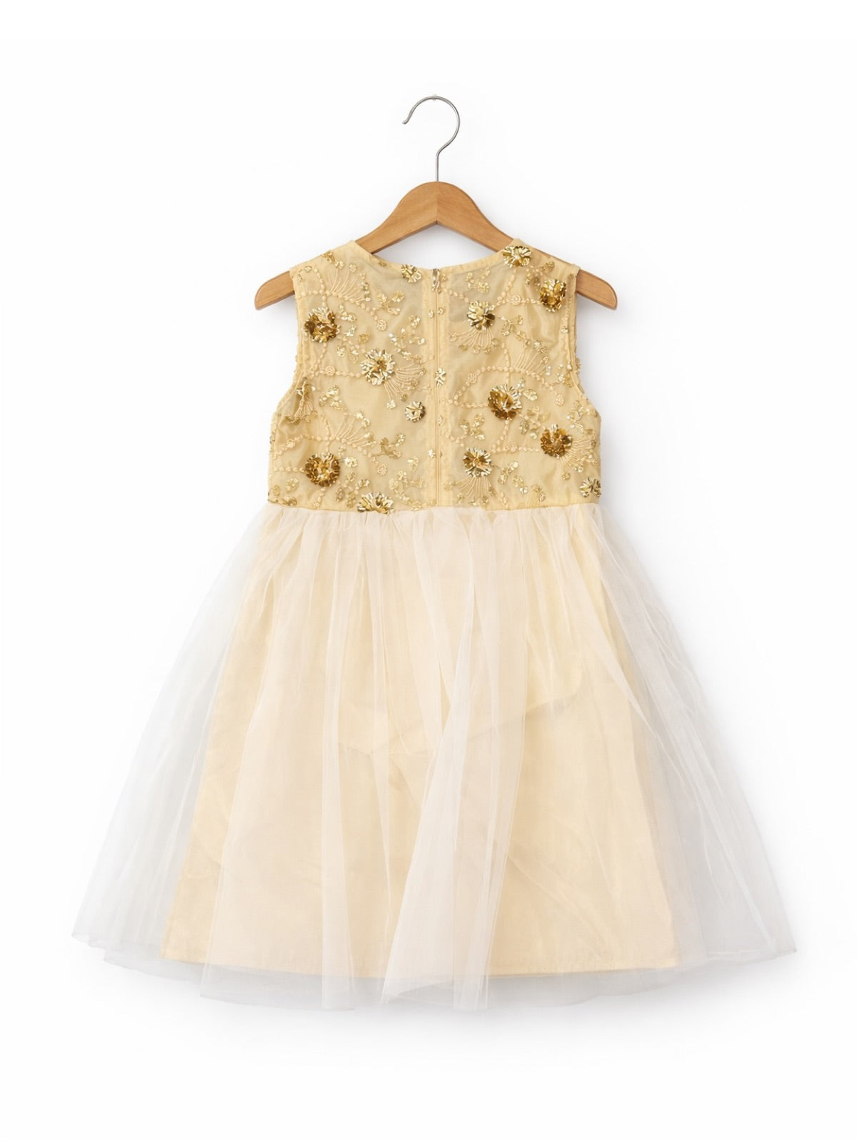 GOLDEN EMBROIDERY NET FROCK