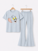 BLUE JERRY TROUSER SET