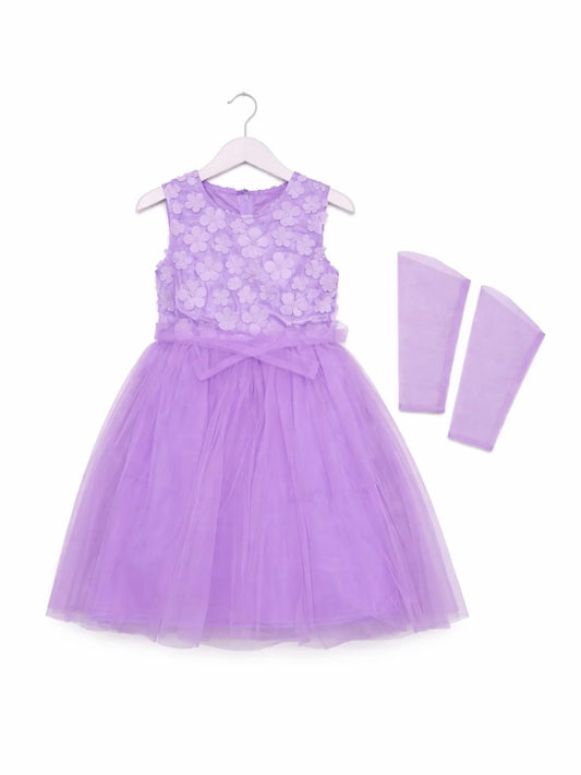 PURPLE FLORAL NET FROCK