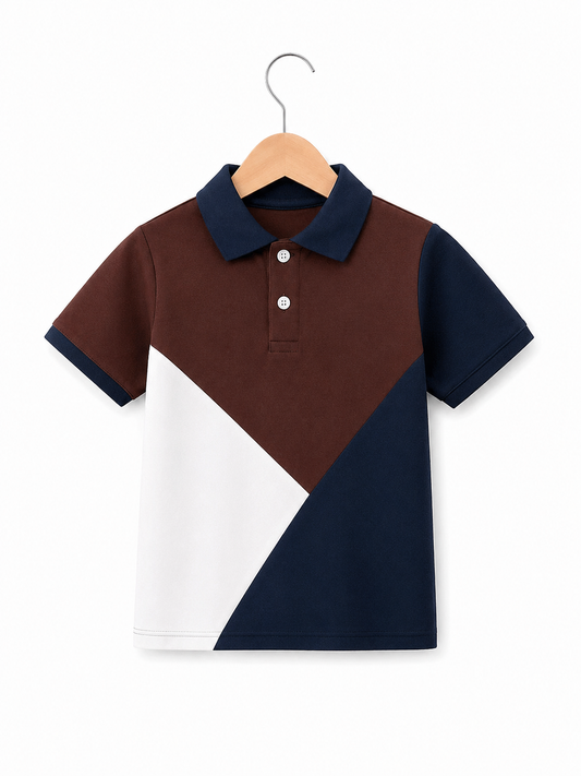 BROWN COLOR BLOCK POLO