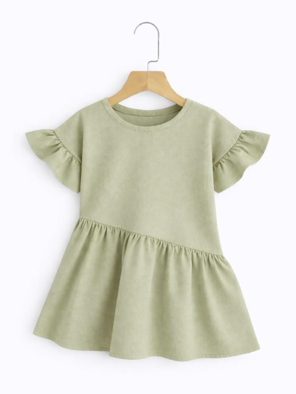 OLIVE RUFFLE FROCK