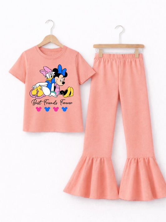 PEACH MINNIE & DONALD TROUSER SET