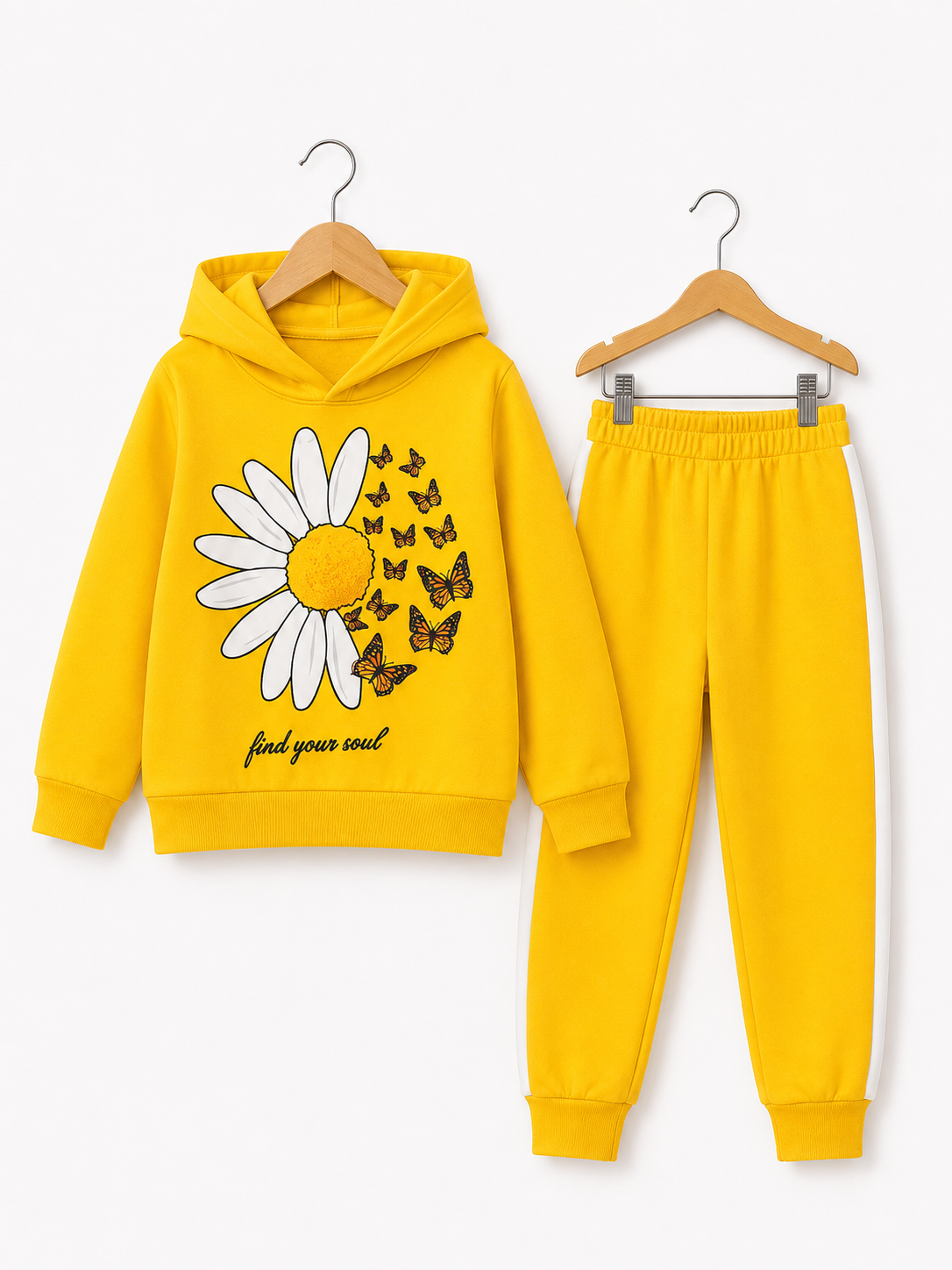 YELLOW BUTTERFLIES & FLOWER FLEECE SUIT