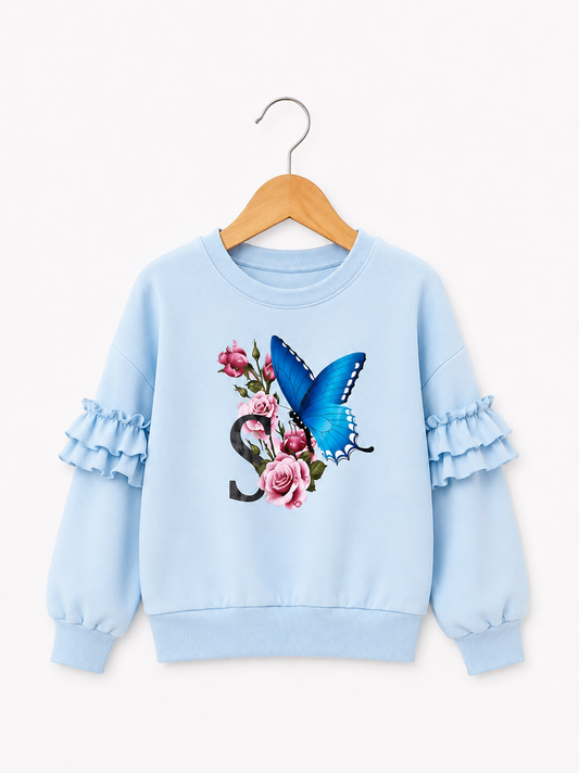 BUTTERFLY FRIL FLEECE SWEATSHIRT
