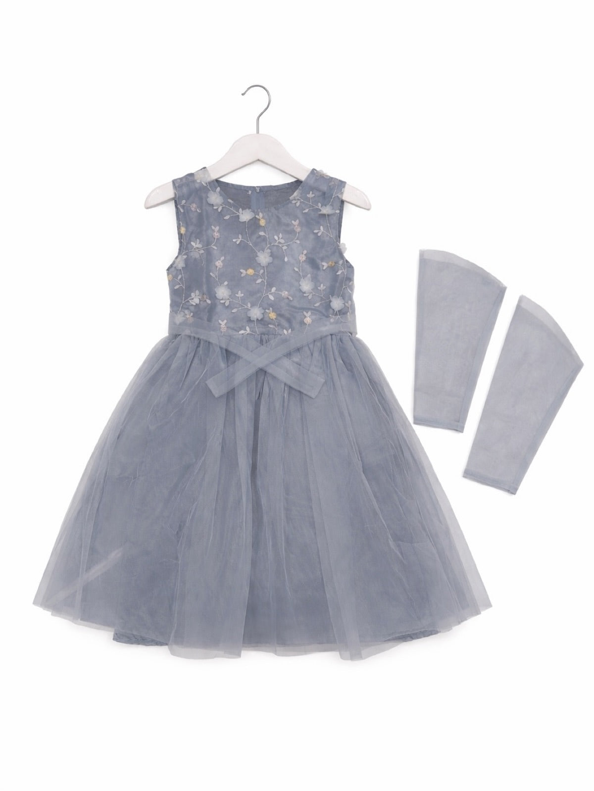 GREY FLORAL NET FROCK