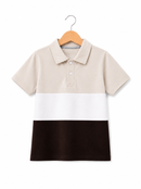 BEIGE BROWN PANEL POLO
