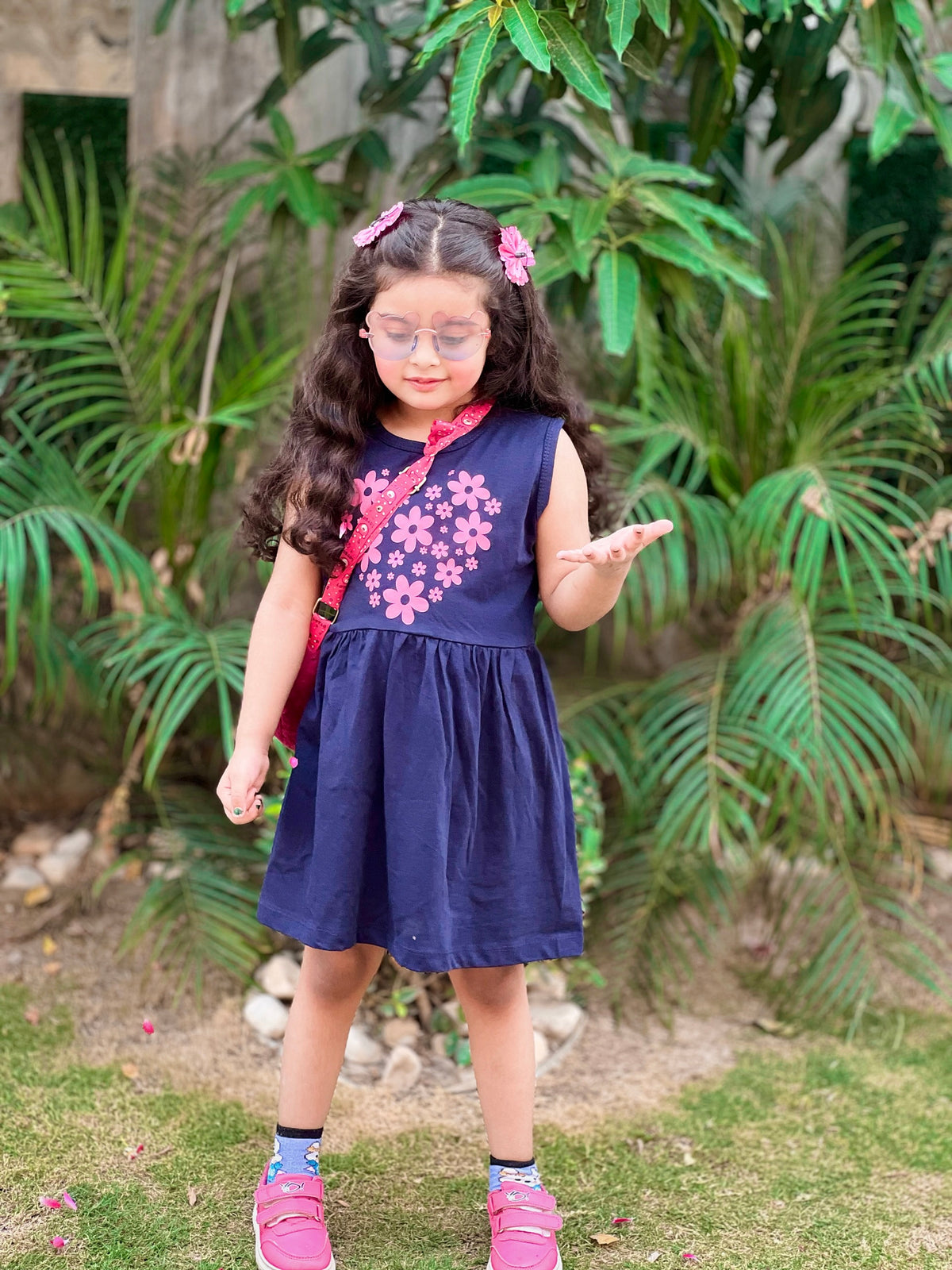 NAVY FLOWER FROCK