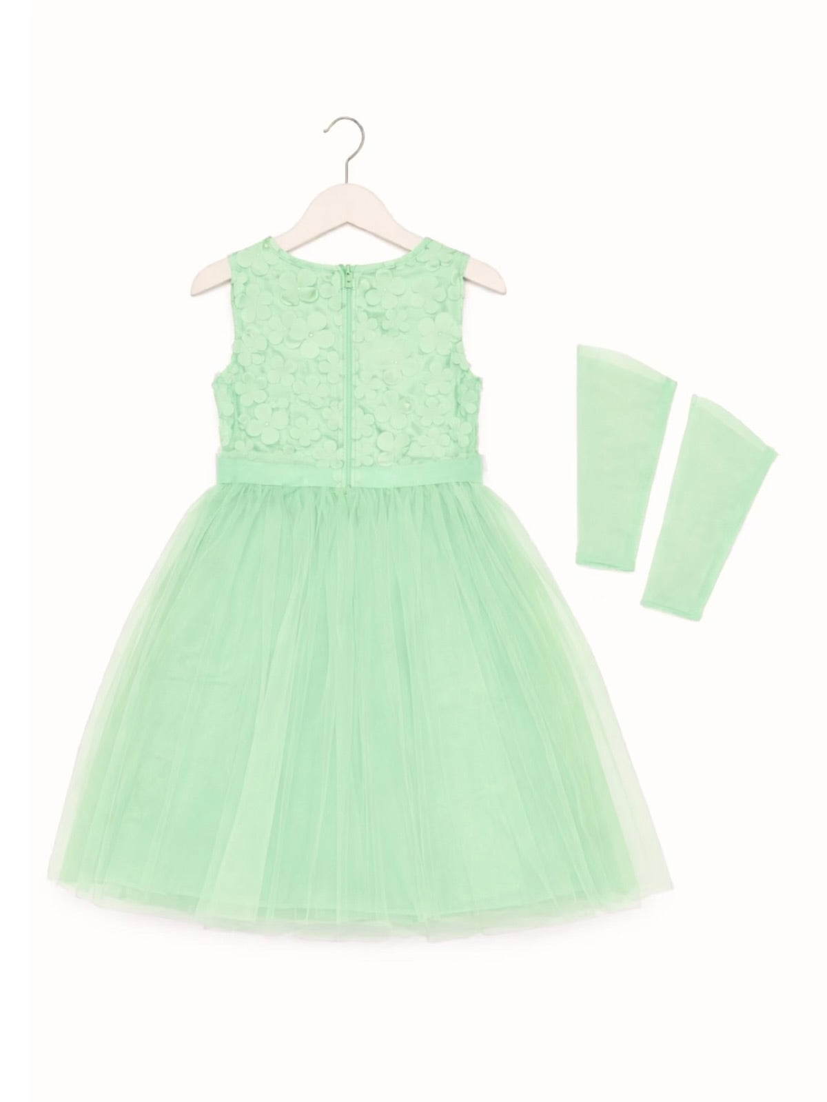 GREEN FLORAL NET FROCK