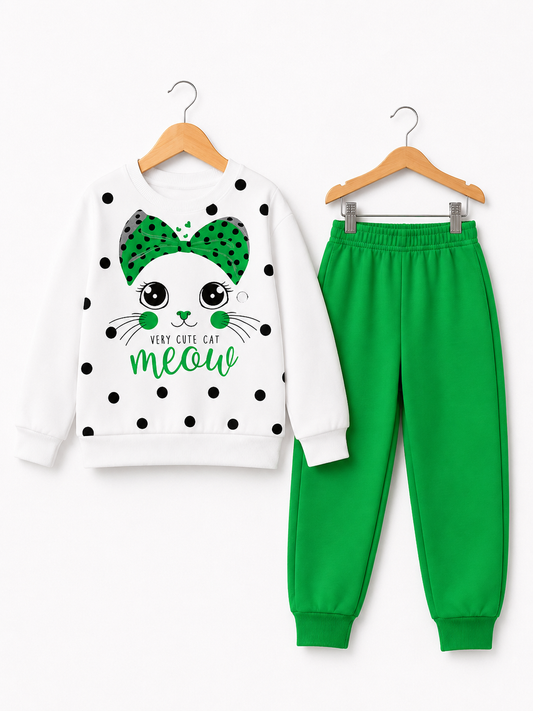 GREEN CAT FLEECE SUIT