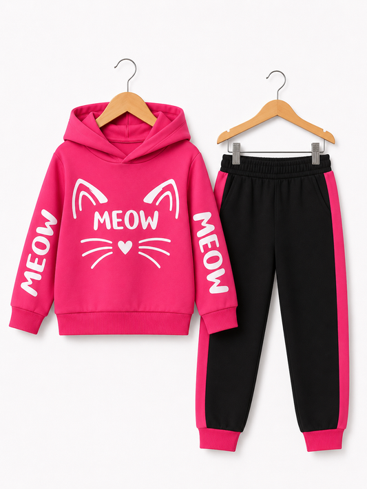 PINK MEOW FLEECE SUIT