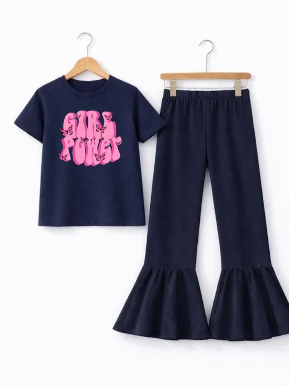 NAVY GIRL POWER TROUSER SET
