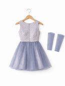 GREY BEADS NET FROCK