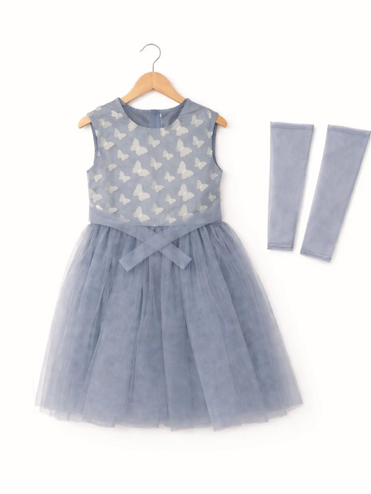 GREY BUTTERFLY NET FROCK