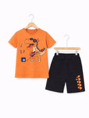 BROWN DINO SHORT SET
